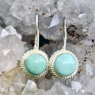ER 12569 G-TQ-(HANDMADE 925 BALI STERLING SILVER EARRINGS WITH TURQUOISE)
